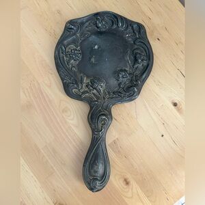 1900's Antique Art Nouveau Silver plated Repousse Hand Mirror